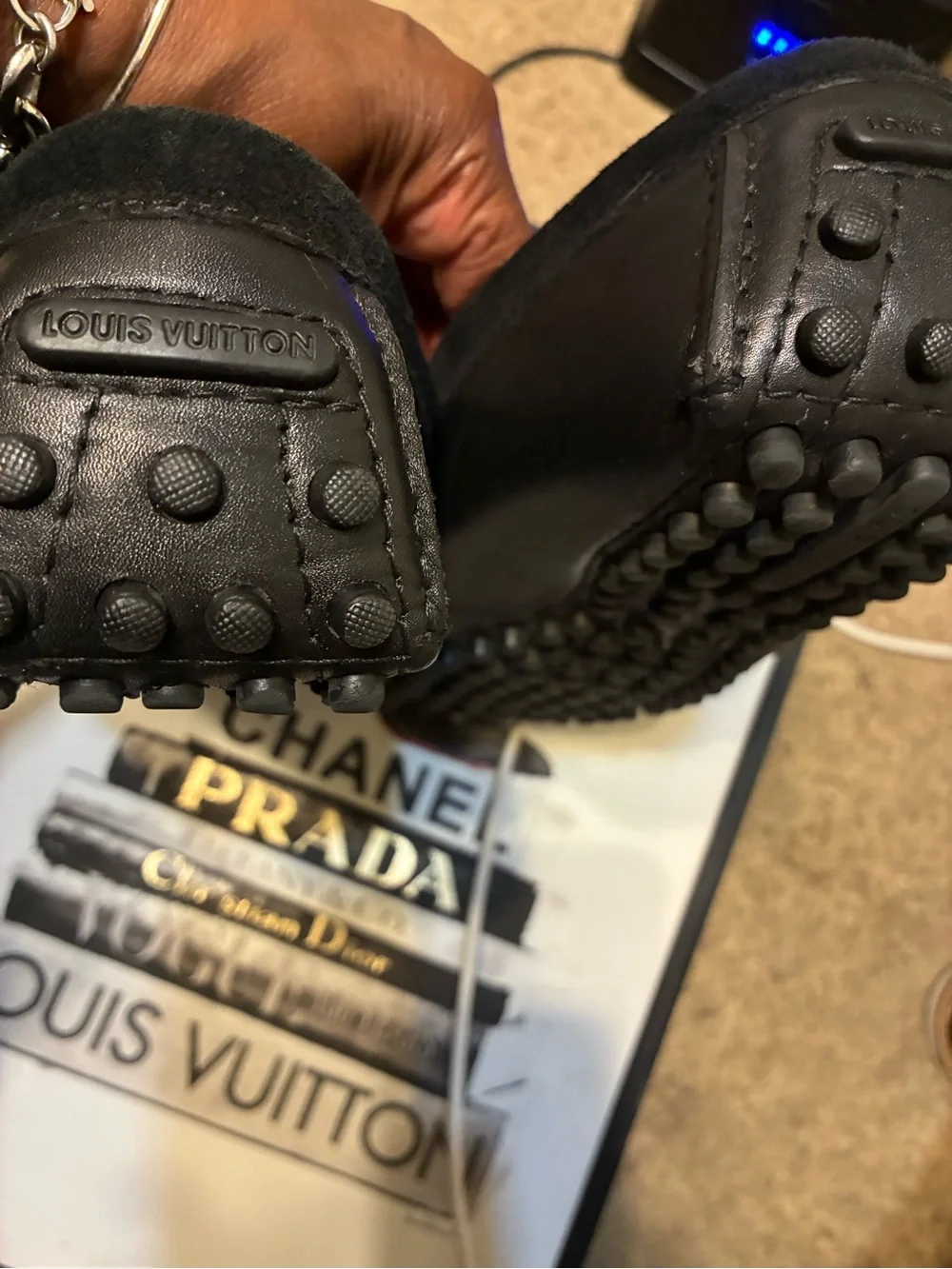 Louis Vuitton Black Leather LV Logo Bit Loafers